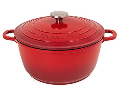 Image of Non-Stick Aluminium Pot with Lid – Sturdy Deep Dutch Oven – Casserole Pot with Ergonomic Handles – 4L, 24cm, Red – Oven Safe Cooking Pot – by Nuovva