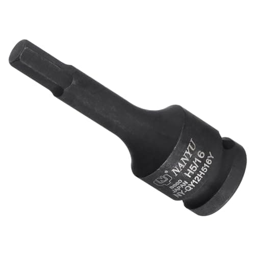 Image of CoCud Impact Hex Bit Socket, 5/16" Hex Bit 1/2" Square Drive 78mm Length, CR-MO Chamfer Design Pin Hole SAE Hex Socket - (Applications: for Automotive Electric Repair)
