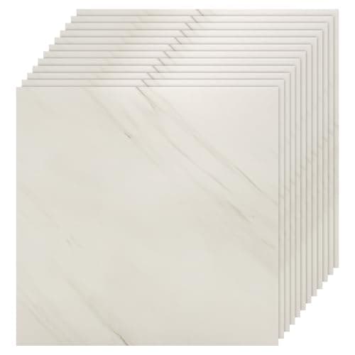 Image of GREENSAPPIRE 40PCS Self-Adhesive Floor Tiles, 30x30cm Peel and Stick Marble Effect Vinyl Flooring – Waterproof Stick-On Tiles for Bathroom, Kitchen, Living Room, and Bedroom (40PCS White)