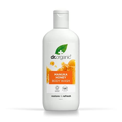 Image of Dr Organic Manuka Honey Body Wash, Shower Gel, Dry Skin, Mens, Womens, Natural, Vegetarian, Cruelty-Free, Paraben & SLS-Free, Certified Organic, 250ml, Packaging may vary