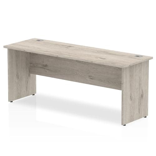 Image of Mr Office Impulse Slimline Panel End Straight Desk - 600mm deep, Grey oak, 1800