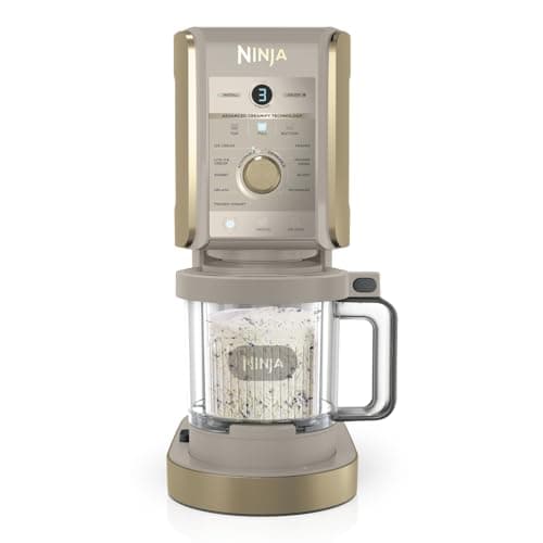 Image of Ninja CREAMi Deluxe Ice Cream Maker and Frozen Dessert Maker with 3 Tubs, 10 Functions, Makes Ice Cream Slushi and More, 2-in-1 Flavour Option, Stone Gold, NC501UKSTGD
