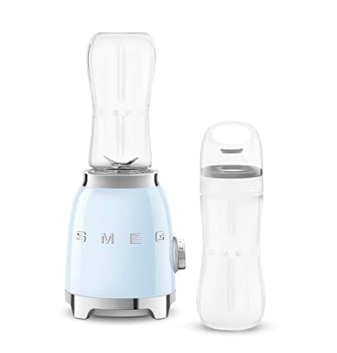 Image of SMEG 50's Retro Style Personal Blender with Backlit Knob and Two 600 ML BPA Free bottles PBF01PBUS Pastel Blue