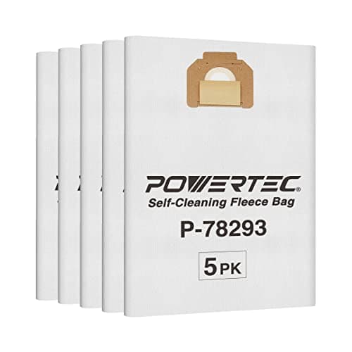 Image of POWERTEC 75052 12 Gallon Fleece Filter Bag (5 PACK) for Makita Vacuum Dust Extractor VC4710 | HEPA Style Filter Self Cleaning (Makita P-78293) Replacement Bags