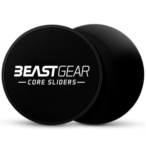Image of Core Sliders by Beast Gear - Double Sided Gliding Abdominal Exercise Discs for Carpet and Hard Floors (Black)