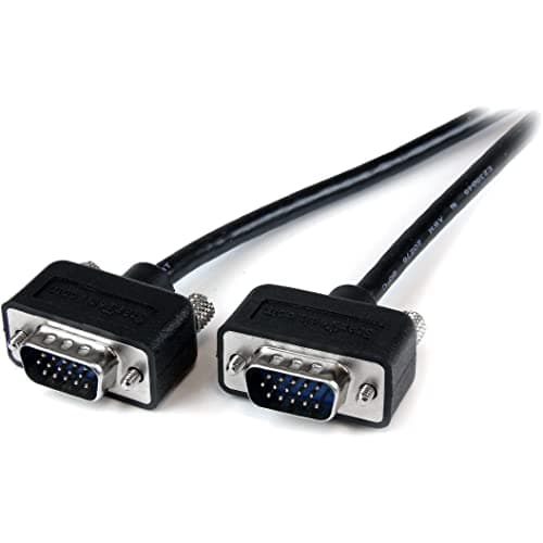 Image of StarTech.com 10 ft. (3 m) VGA to VGA Cable - HD15 Male to HD15 Male - Coaxial High Resolution - Low Profile - VGA Monitor Cable (MXT101MMLP10), Black
