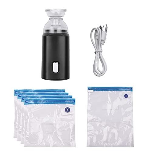 Image of Tnfeeon Vacuum Storage Bags with Electric Pump Rechargeable Space Saver Bags Airtight Seal Resists Tears for Travel Home Organization Reusable for Clothing Storage Dust Moth Protection (Black)