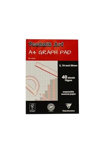 Image of Clairefontaine - Ref XPG3Z - Technik Art - Graph Pad, A4 210 x 297mm, 2/10/20mm Blue Printed Grid Pattern, 40 Sheets Per Pad, Suitable for Photocopying - Blue & White