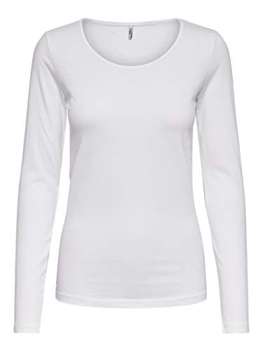 Image of ONLY Women's Onllive Love Life L/S Oneck Top Noos Jrs T Shirt, White, XL UK