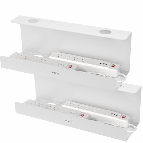 Image of VIVO Under Desk 17 inch Extra Deep Cable Management Trays, Power Strip Holders, Cord Organizers, Wire Tamers for Office and Home, White, 2 Pack, DESK-AC16-2CW
