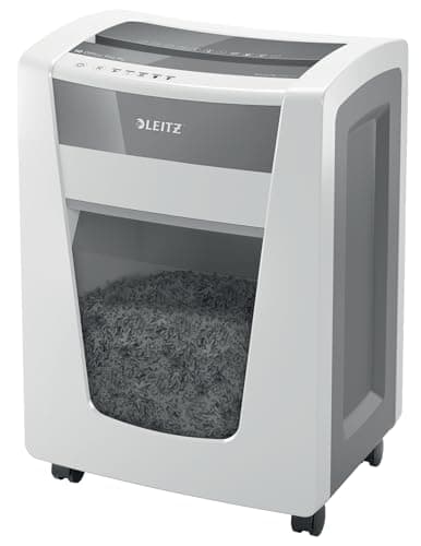 Image of Leitz IQ Office Pro P4 Cross Cut Paper Shredder, Shreds 22-20 Sheets (70-80 gsm), 30L Bin, White, 80061000