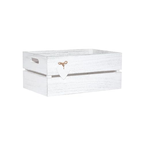 Image of Wickerfield Wooden Crate with Heart Pendant Storage Box Gift Hampers Display Tray (Large) Large