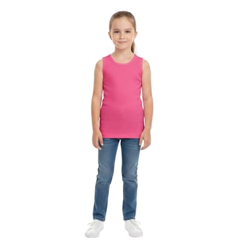 Image of A2Z 4 Kids Girls Ribbed Vest Top 100% Cotton Stylish - New Vest Pink 5-6