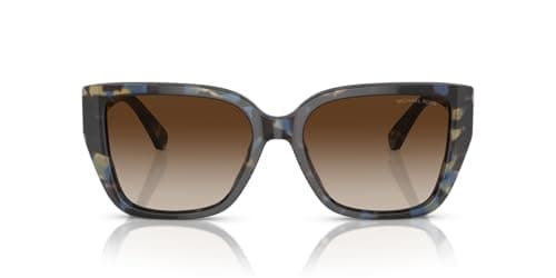Image of Michael Kors Women's Mk2199 Acadia Rectangular Sunglasses, Bright Blue Tortoise/Brown Gradient, 55 mm