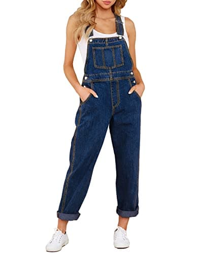 Image of Vetinee Denim Jumpsuit for Women Ladies Dungarees Nightfall Blue Size Small Fits UK Size 8 - UK Size 10