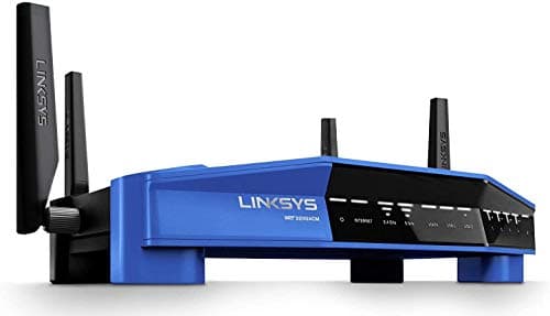 Image of Linksys WRT3200ACM: AC3200 Dual-Band Gigabit Wi-Fi Router, Beamforming Tri-Stream Wireless Signal, Ethernet Ports, MU-MIMO (Black, Blue)
