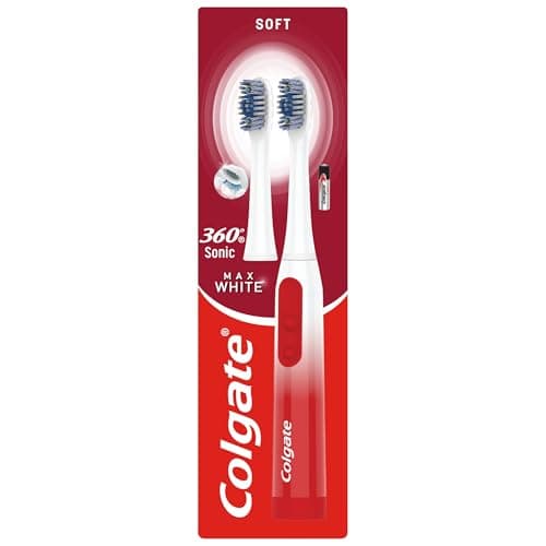 Image of Colgate 360 Sonic Max White Battery Powered Toothbrush Cleans in 4 Ways and Polishes Teeth Surface for a Healthy, Whole Mouth Clean with a Replaceable Head and a Battery