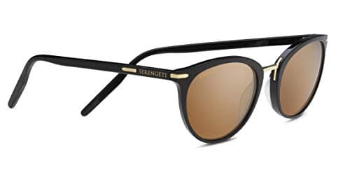 Image of Serengeti Elyna Girls' Sunglasses, Shiny Black/Mineral Polarized Drivers Gold, Medium/Large