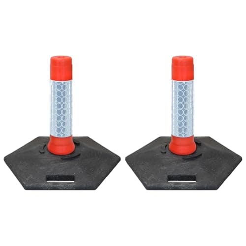 Image of Traffic Cylinder Post with Weighted Base – Orange Bollard for Temporary Road Safety & Crowd Control | No Fixings Needed | Multiple Sizes & Packs – Street Solutions UK (2, 450mm)