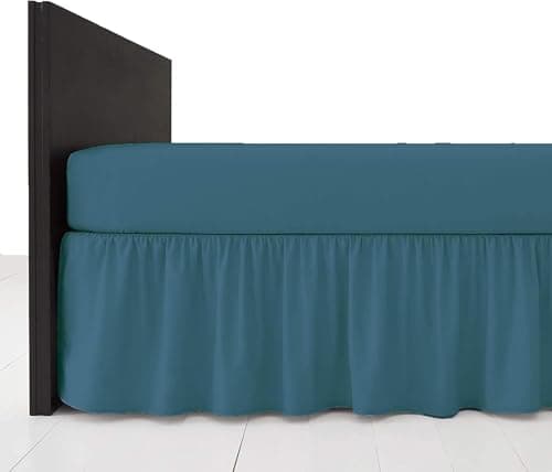 Image of Polycotton Platform Base Valance Sheet – Extra Deep 16” Frill – Under Mattress Bed Skirt, Durable Easy Care, Wrinkle Resistant Bedding (Teal, Double)