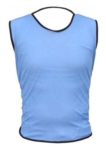 Image of 1 X Single Sports Training Bibs Football Rugby Hockey Netball Cricket Volleyball Vests Soccer Sports Club (7 Sizes 13 colours) (Adult (Large - XL), Sky)