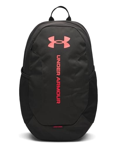 Image of Under Armour Unisex Hustle Lite Backpack, Durable Outdoor Backpack With Water-Repellent Design, Essential Gym Bag with Reinforced Bottom Panel,Black / / Racer Red,OSFM