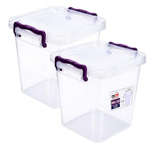 Image of Best House 5 Litres Deep Clear Storage Box Container with Lid Square and Handles, Stackable Organizer Bin for Home, Kitchen, Garage, and Store Cloths, Boots, Toys, Food, and Accessories (Pack of 2)