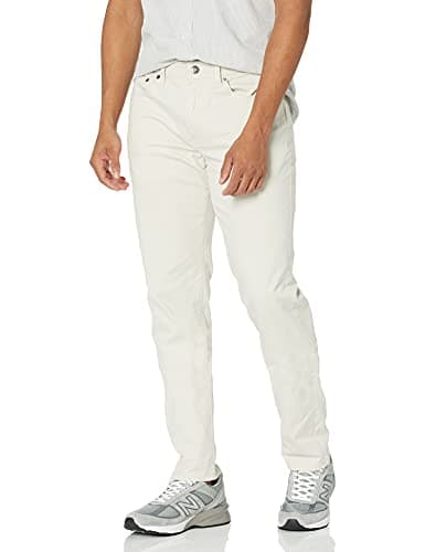 Image of Amazon Essentials Men's Slim-Fit 5-Pocket Stretch Twill Trousers, Stone, 36W / 28L