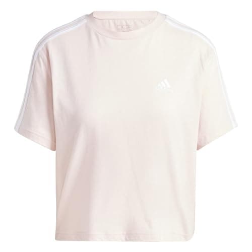 Image of adidas Women's Essentials 3-Stripes Single Jersey Crop Top, Sandy Pink, L