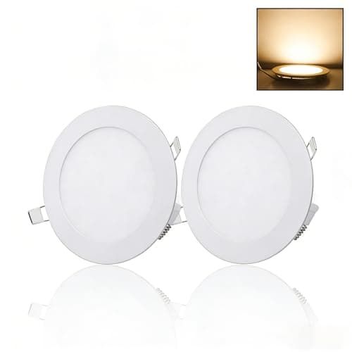 Image of NRGLEVER LED 12W×2pcs Round Recessed Ceiling Panel Light,Ultra-Slim Downlight Size 170mm×170mm, Flat Panel Lamp Warm White 3000K …