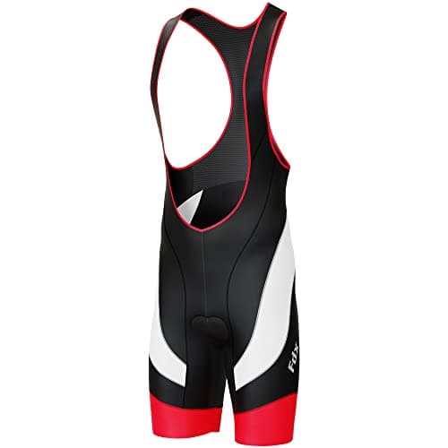 Image of FDX Cycling Bib Shorts Men’s - 3D Padded Bicycle Tights with Mesh Straps, Zip Pocket, Anti-Chafe Leg Grippers - Breathable Summer Cycle Apparel - Excellent Performance and Better Fit (Blk/Red-XL)