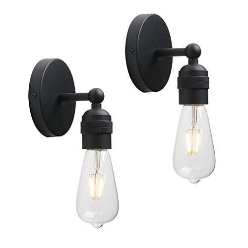 Image of Yosoan 2pcs Vintage Sconce wall Lights, Nordic Loft Edison Up/Down Wall Light Fittings, E27 Light Fixture for Restaurant Corridor Dining Room Kitchen Bedroom Cafe Bar (Black)