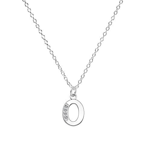 Image of Kraven S925 Silver Initial Necklace Charm Necklace, Dainty Cubic Zirconia Letter Dainty Necklaces Jewelry Birthday Gifts for Women Girls (O)