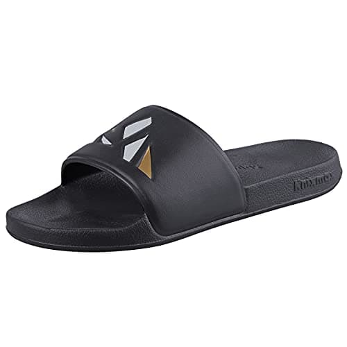 Image of Knixmax Women Sliders Comfort Aqua Slide Sandals Beach & Pool Shoes Open Toe Summer Slippers Slip-on A Black 5/6UK - 38/39EU