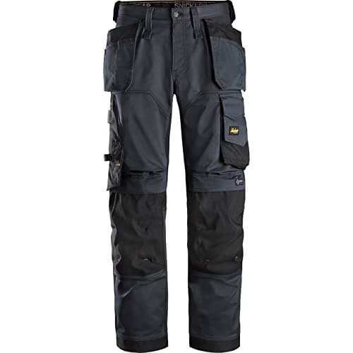 Image of Snickers 6251 Allround Work Stretch Loose Fit Trousers Holster Pockets Steel Grey / Black 39" 30"