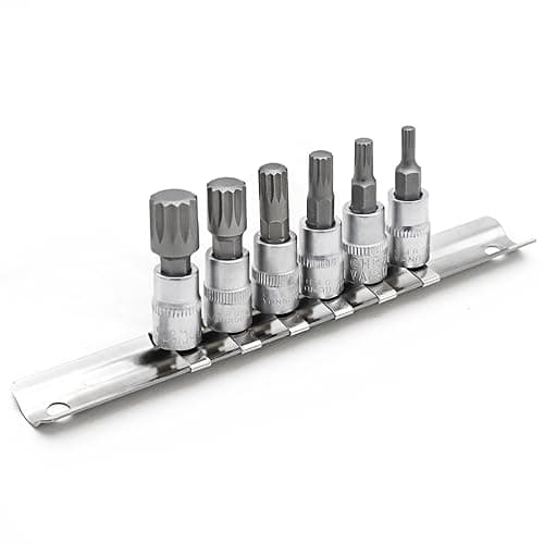 Image of DAKCOS 6pcs Spline Socket Set, M4-M12 for 1/4" Drive, XZN Triple Square Spline Bit Set, S2 Alloy Steel Bit and CR-V Drive Socket