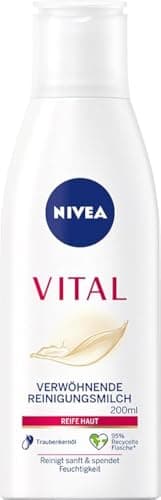 Image of NIVEA Vital Pampering Cleansing Milk, Facial Cleansing Milk for Mature Skin Thoroughly Removes Makeup and Skin Pollutions, Gentle Cleansing Milk (200 ml)