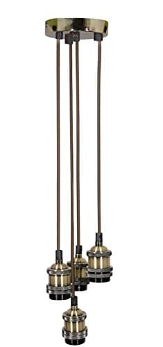 Image of Netagon Modern Retro Brushed Metal Industrial Pendant Ceiling Light Lamp (Antique Brass, 4 Way Cluster)