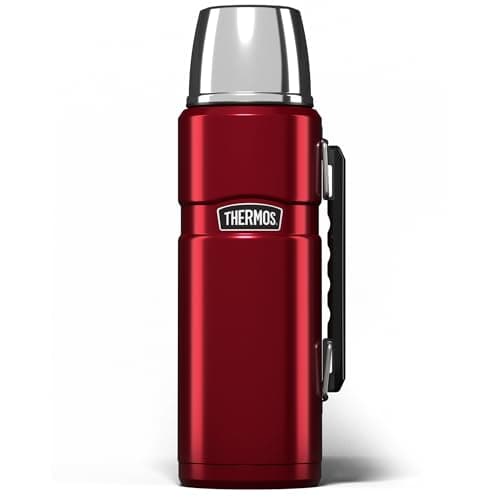 Image of Thermos - Stainless King Red Travel Flask (1.2L) - Premium Leak Proof Insulated Tea & Coffee Flask for Hot & Cold Drinks, Built-in Cup, Twist-Pour Stopper, BPA-Free, Durable Steel