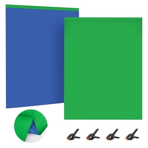 Image of EDGEWIN 2-in-1 Green Screen Blue Screen Photo Background Double-Sided Chromakey 2 x 3 m Photography Screen Background Foldable Backdrop with 4 Clips for YouTube Video Photo Studio Live Streaming