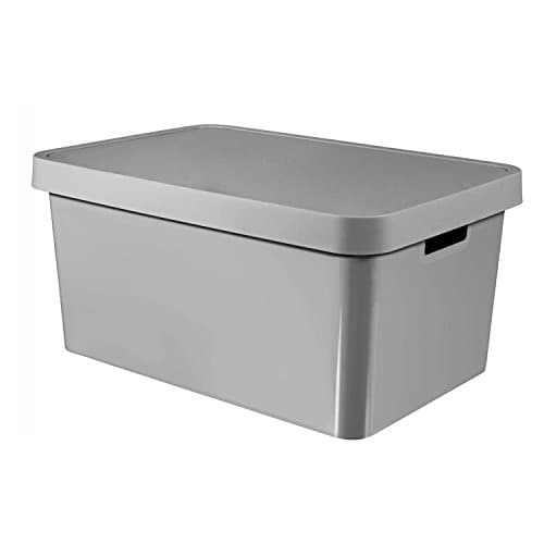 Image of Curver 233941 infinity 45L Box with Lid, Grey, 55.5 x 38 x 27 cm