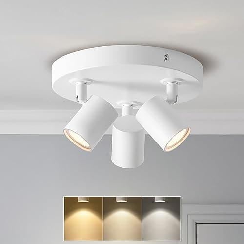 Image of ANWIO Adjustable Round Spot Ceiling Light,White Kitchen Spot Lights for Ceilings,Bar Ceiling Spotlights for Kitchen,Bedroom Lights Ceiling,Ceilings Spotlights Fitting,Bulbs Including(EUCS-LG11A-220Y)