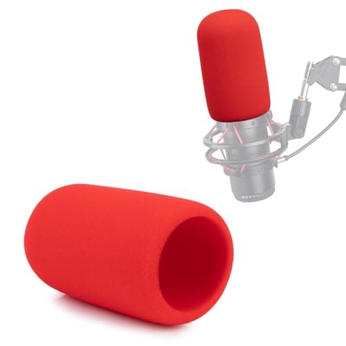 Image of YOUSHARES Pop Filter for HyperX QuadCast Microphone - Microphone Cover Foam Mic Windscreen Cover Compatible with HyperX QuadCast S Mic (Red)