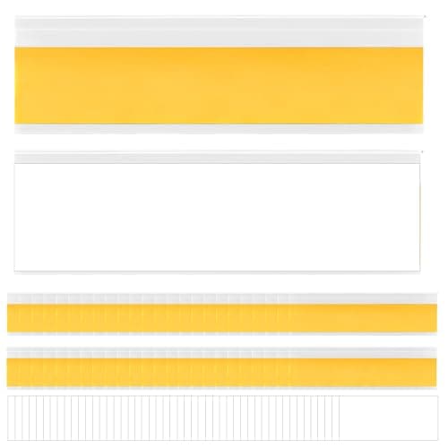 Image of HLIWS 50 pcs 10 x 2.8 cm Price Tag Holders, Self-Adhesive Ticket Holder, Clear Self-Adhesive Label Holders, Label Holder, for Shop, Office, Home (with White Card Inserts)
