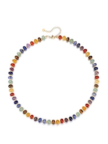 Image of CrystalTears Chakra Crystal Necklace for Women Colorful Boho Gemstone Beaded Choker Necklace 7 Chakra Healing Stone Bead Necklaces Summer Beach Jewellery Gifts for Women Mum Christmas Birthday