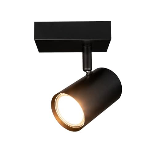 Image of Ledvion - LED Ceiling Spotlight Black 1 Light, dimmable tiltable, GU10 Fitting, Surface mounting, Black lamp, Rectangular lamp, Lighting, IP20, Whiteout GU10 lamp