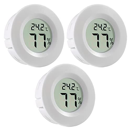 Image of 3Pcs Mini Round Hygrometer Thermometer Digital LCD Monitor Meter Gauge Indoor Outdoor Humidity Temperature for Humidifiers Dehumidifiers Greenhouse Basement Babyroom Fahrenheit or Celsius White