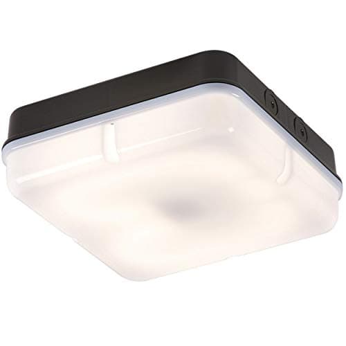 Image of IP65 28W HF Square Emergency Bulkhead with Opal Diffuser and Black Base