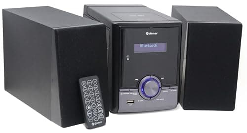 Image of Denver CD Player for Home Mini Hifi System - DAB Radio with CD Player, Hi Fi music System with Bluetooth Stereo System, USB & Remote - MDA-285