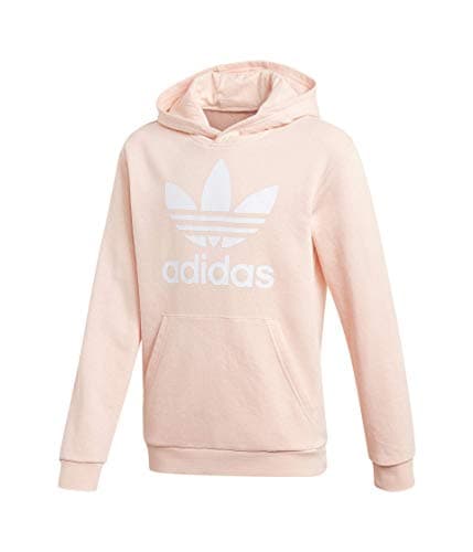 Image of adidas Originals unisex-youth Trefoil Hoodie Haze Coral/White Large